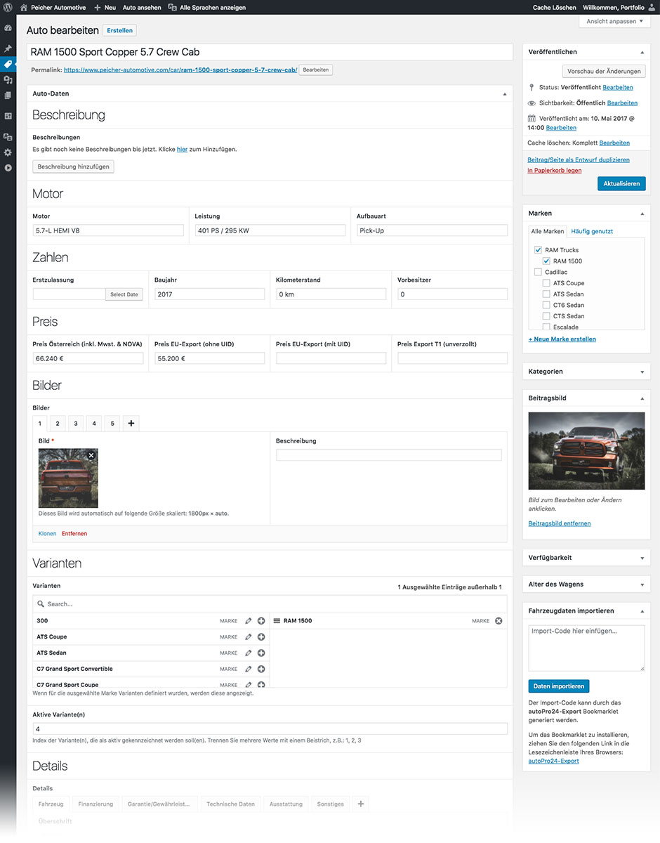 Verwaltung im WordPress-Administrationssystem